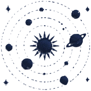 Le Soleil et les planètes, brodés